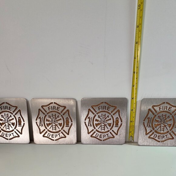 Fire Dept Metal Coasters - Set of 4 - Picture 5 of 6